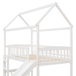 Twin Loft Bed with Slide, House Bed with Slide,White