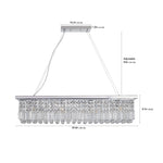 Modern Crystal Chandelier for Dining Room 8-Light White Rectangle Raindrop Chandelier Contemporary Rectangular Pendant Light Fixture for Kitchen Island Bar L39.4'' x W9.8'' x H8.7'(Bulb Not Included)