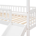 Twin Loft Bed with Slide, House Bed with Slide,White