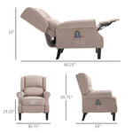 Dark Beige Recliner Chair. Wingback Single Sofa with Vibration Massage, Heat, Push Back