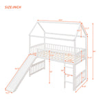 Twin Loft Bed with Slide, House Bed with Slide,White