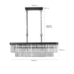 Chandeliers,Rectangular Crystal Chandelier Adjustable,E12 Modern Industrial Crystal Lights,Farmhouse Iron Ceiling Hanging Light for Kitchen Living Room Bedroom/Black(Bulb Not Included)