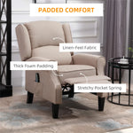 Dark Beige Recliner Chair. Wingback Single Sofa with Vibration Massage, Heat, Push Back