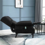 Black Massage Recliner Chair. Wingback Single Sofa with Vibration Massage, Heat, Push Back