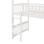 Twin Loft Bed with Slide, House Bed with Slide,White