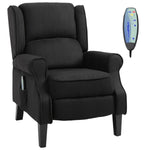 Black Massage Recliner Chair. Wingback Single Sofa with Vibration Massage, Heat, Push Back