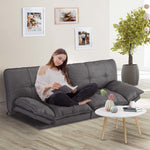 Sofa bed, Living room sofa bed, folding furniture, convertible full size sofa with adjustable back and armrests, linen, dark grey