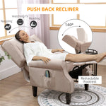 Dark Beige Recliner Chair. Wingback Single Sofa with Vibration Massage, Heat, Push Back