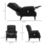 Black Massage Recliner Chair. Wingback Single Sofa with Vibration Massage, Heat, Push Back