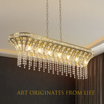 Modern Champagne Gold Kitchen Island Light - Oval Crystal ceiling chandelier