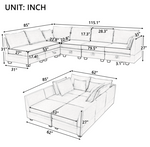 Modern Large U-Shape Modular Sectional Sofa, Convertible Sofa Bed with Reversible Chaise for Living Room, Storage Seat