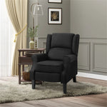 Black Massage Recliner Chair. Wingback Single Sofa with Vibration Massage, Heat, Push Back