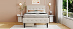 Twin Size Upholstered Platform Bed with 2 Drawers, Beige