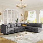 Modern Large U-Shape Modular Sectional Sofa, Convertible Sofa Bed with Reversible Chaise for Living Room, Storage Seat