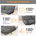 Sofa bed, Living room sofa bed, folding furniture, convertible full size sofa with adjustable back and armrests, linen, dark grey