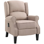 Dark Beige Recliner Chair. Wingback Single Sofa with Vibration Massage, Heat, Push Back