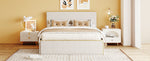 Full Size Upholstered Platform Bed with 4 Drawers and Golden Edge on the Headboard & Footboard, White