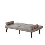 Convertible Sofa Bed Futon with Solid Wood Legs Linen Fabric Light Grey