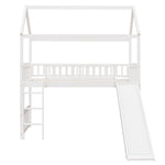 Twin Loft Bed with Slide, House Bed with Slide,White