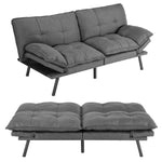 Sofa bed, Living room sofa bed, folding furniture, convertible full size sofa with adjustable back and armrests, linen, dark grey