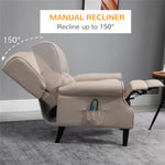 Dark Beige Recliner Chair. Wingback Single Sofa with Vibration Massage, Heat, Push Back