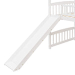 Twin Loft Bed with Slide, House Bed with Slide,White